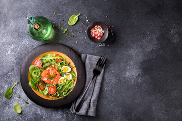 Salmon Salad with Vitamins in vegetables and herbs