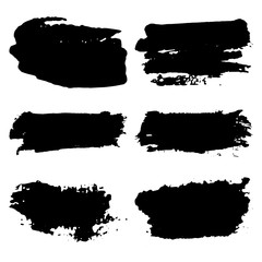 Сollection of black grunge paint strokes. Brush strokes isolated on white background. Vector illustration.