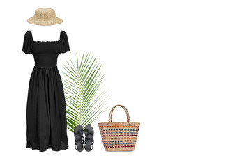 Female set of black summer clothes for the beach