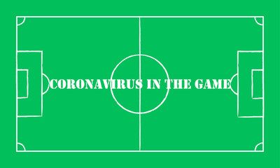 Kronavirus plays football. Green field for the match. Victory.