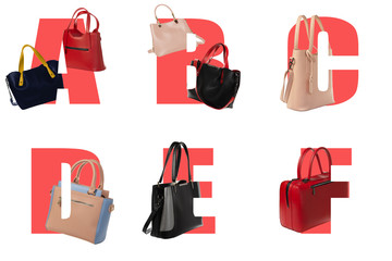 Letters With beautifully decorated with Different handbags