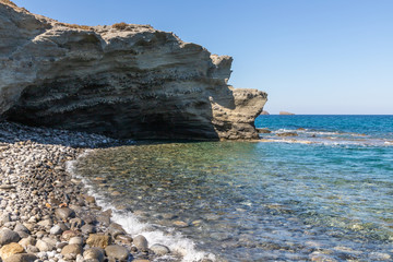 Cliffs and beach in Papafragas beach