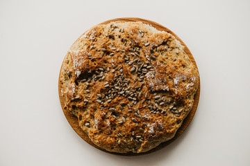 Homemade bread with sunflowers seeds