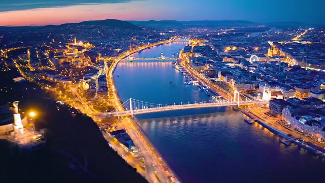 Budapest Night Aerial Beautiful 