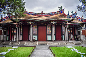 Characteristic distinctive buddhist temple in Taipei, Taiwan