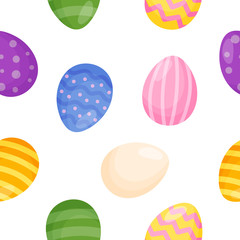 Seamless pattern with Easter eggs. Vector illustration. Endless background. Great for Easter decor.