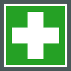The universal First Aid symbol standard size and color. ISO 7010 symbol