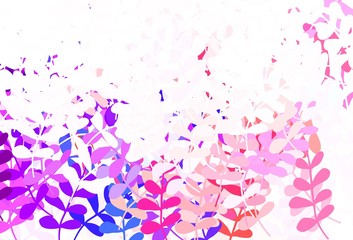 Light Green, Red vector elegant pattern with leaves.