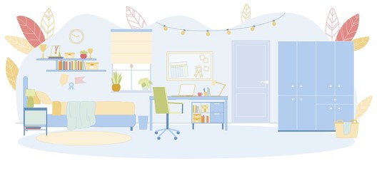 Dormitory Room of University Student Interior