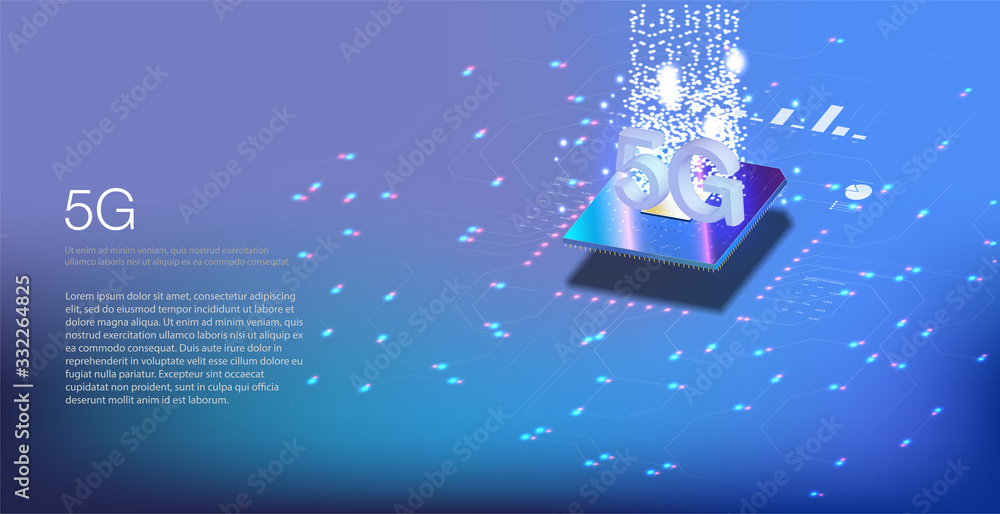 Poster 5g new wireless internet wifi connection. big data binary code flow numbers. global network high spe
