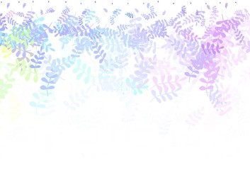 Light Multicolor vector doodle backdrop with leaves.
