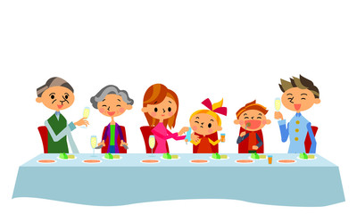 線なし家族食事