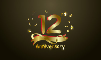 Anniversary celebration background. with the 12th number in gold and with the words golden anniversary celebration.