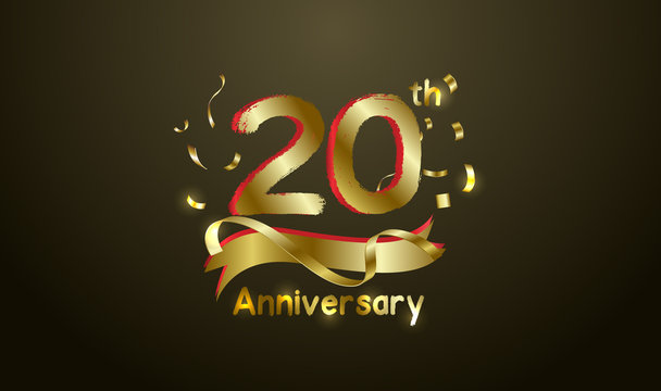 Anniversary celebration background. with the 20th number in gold and with the words golden anniversary celebration.
