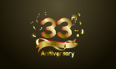 Naklejka premium Anniversary celebration background. with the 33rd number in gold and with the words golden anniversary celebration.