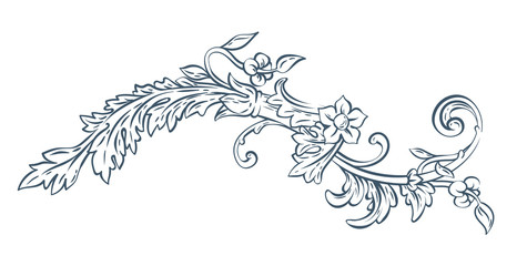 Floral decorative vector element, rococo and baroque style