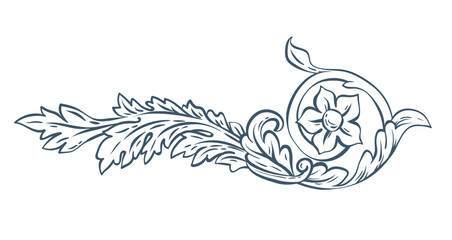 Floral decorative vector element, rococo and baroque style