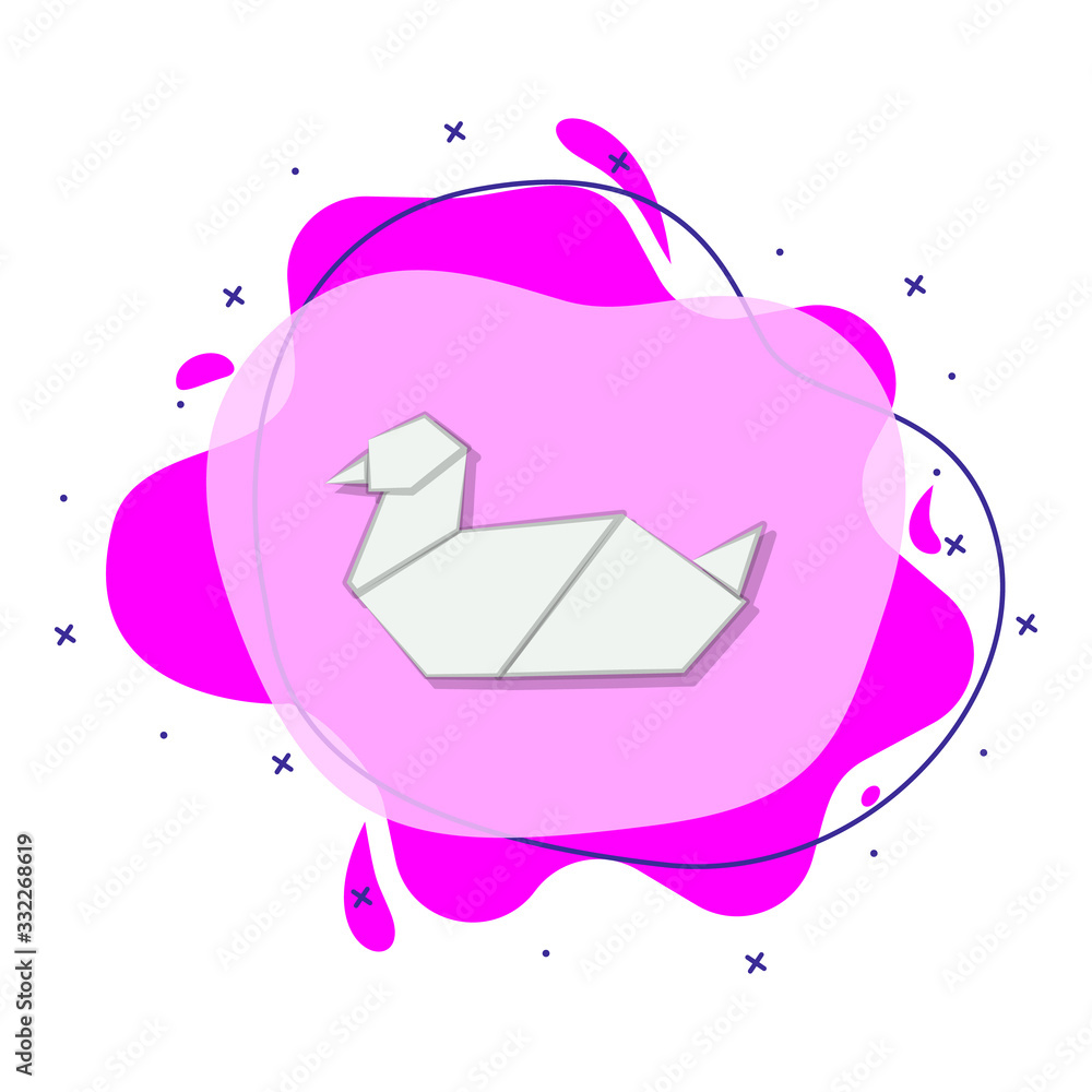 Poster gull colored origami style liquid bacdge icon. simple color vector of oriqami animals icons for ui a