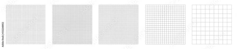 Poster Set of grid pattern background. Grid templates isolated on white background. Square grid lines black background - stock vector