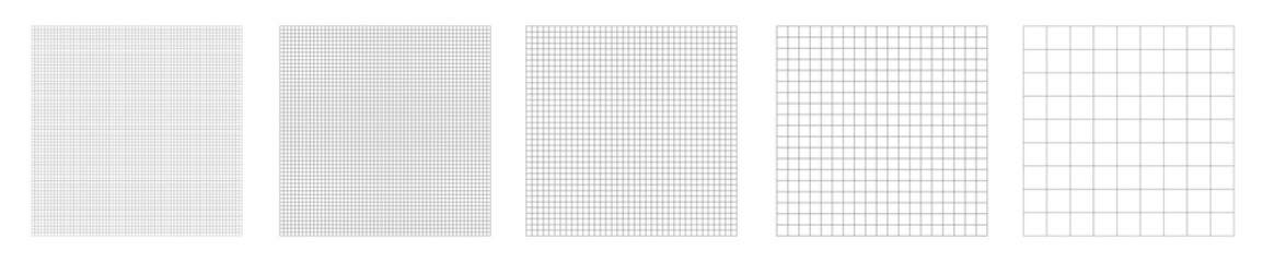 Set of grid pattern background. Grid templates isolated on white background. Square grid lines black background - stock vector