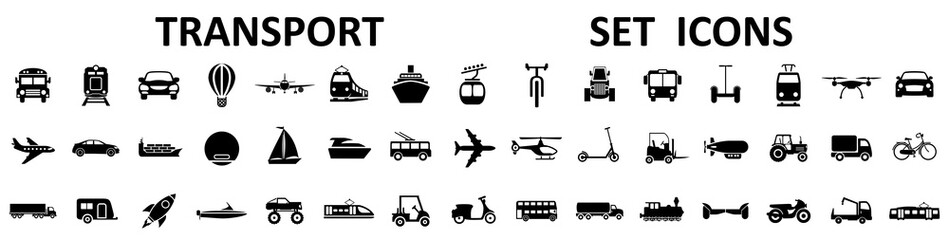 Fototapeta Transport, vehicle and delivery icons set. Flat shipping delivery symbols – stock vector obraz