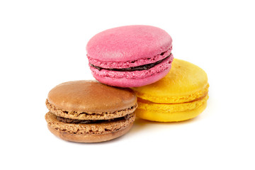 cakes macaroons on a white background