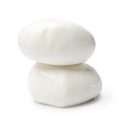 Mozzarella cheese on white background