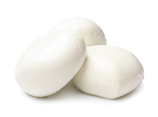 Mozzarella cheese on white background