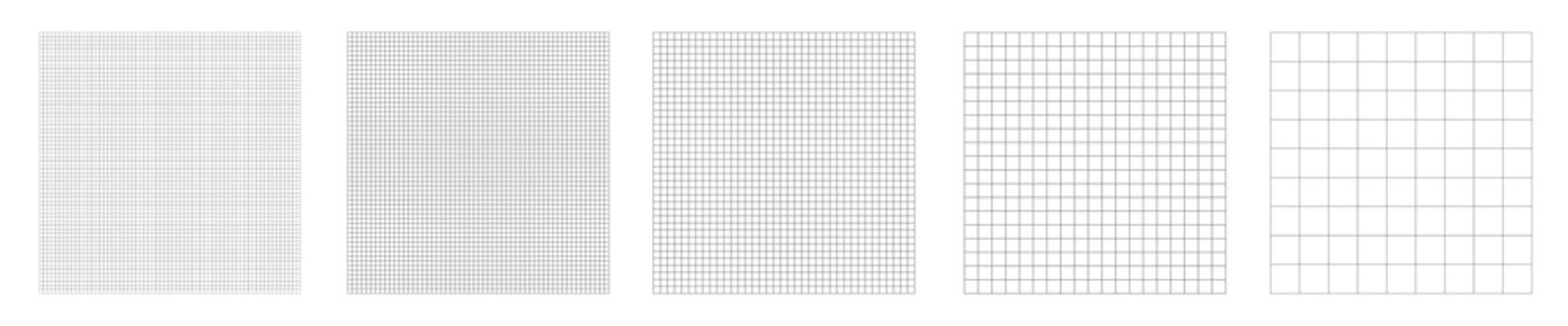 Set of grid pattern background. Grid templates isolated on white background. Square grid lines black background - stock vector