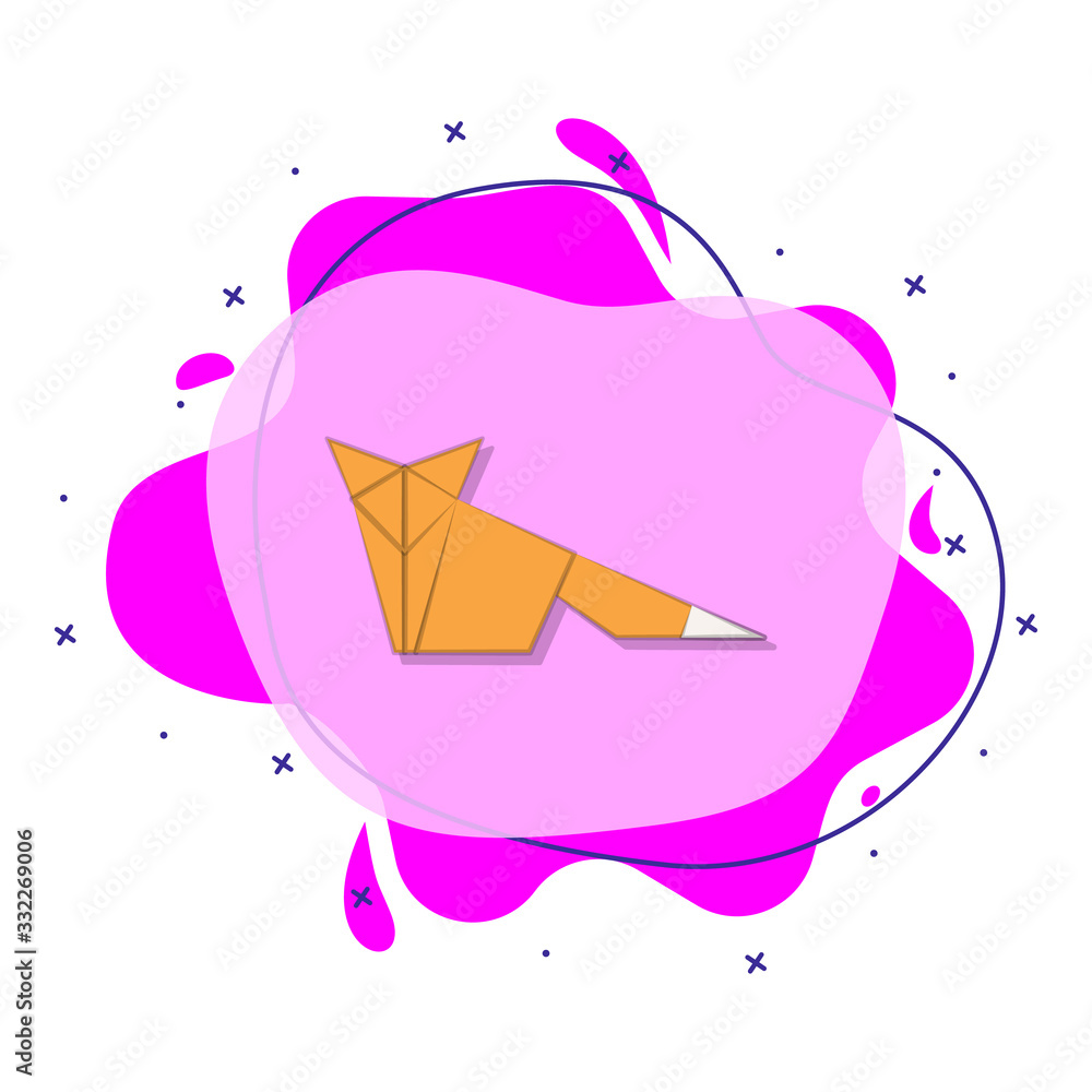 Poster a fox colored origami style liquid bacdge icon. simple color vector of oriqami animals icons for ui 