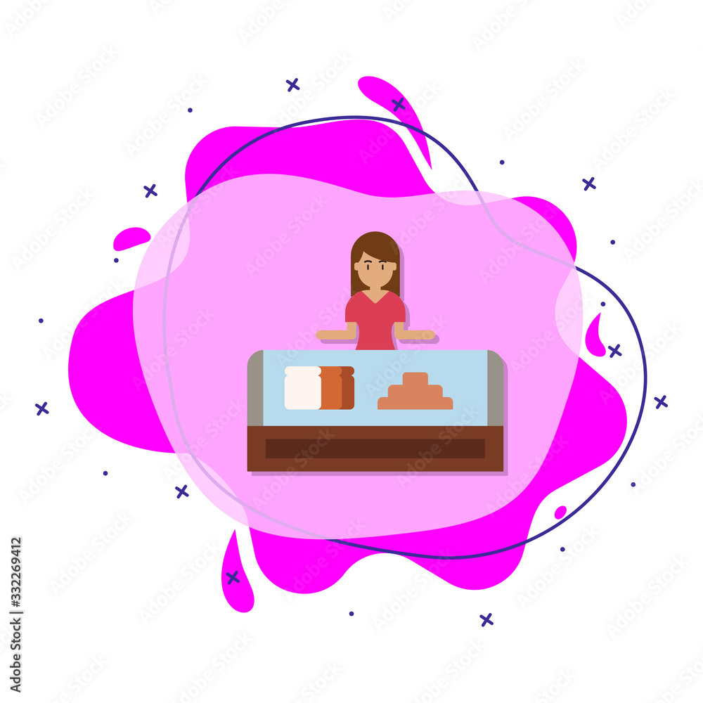 Poster counter, bakery color liquid bacdge icon. simple color vector of bakery icons for ui and ux, website
