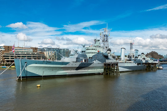 HMS Belfast ship moored in London
