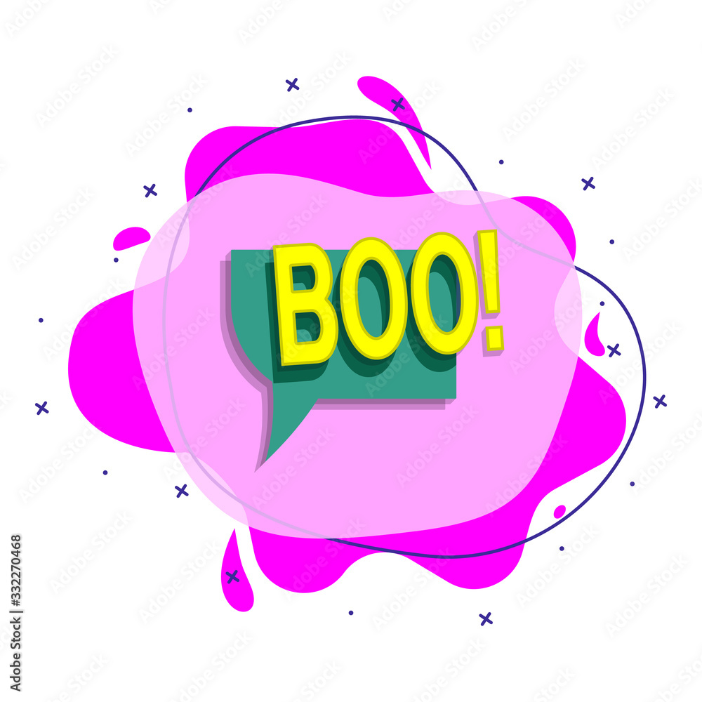 Aufkleber comic speech bubble with expression text boo liquid bacdge icon. simple color vector of people aroun