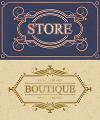 Store and Boutique calligraphic border, Retro Store Flourish calligraphy monogram, Vector illustration