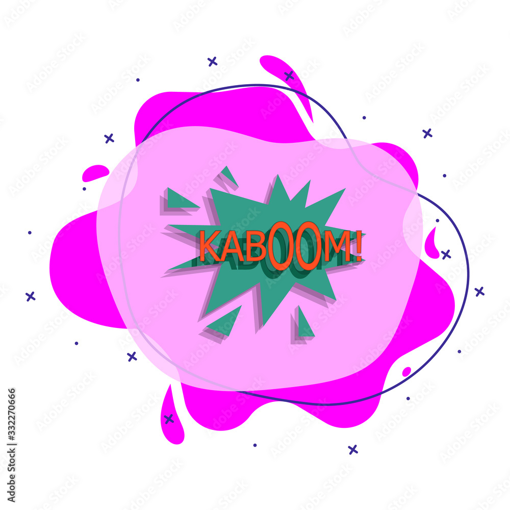 Poster comic speech bubble with expression text kaboom liquid bacdge icon. simple color vector of people ar