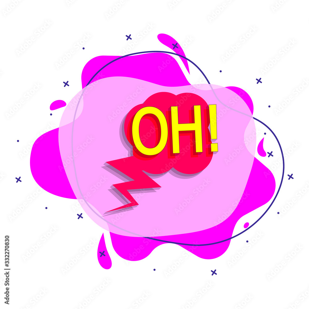 Aufkleber comic speech bubble with expression text oh liquid bacdge icon. simple color vector of people around