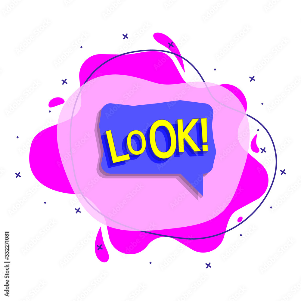 Aufkleber comic speech bubble with expression text look liquid bacdge icon. simple color vector of people arou
