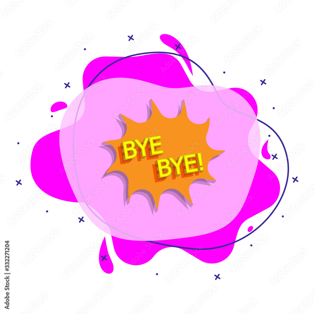 Poster comic speech bubble with expression text bye bye liquid bacdge icon. simple color vector of people a
