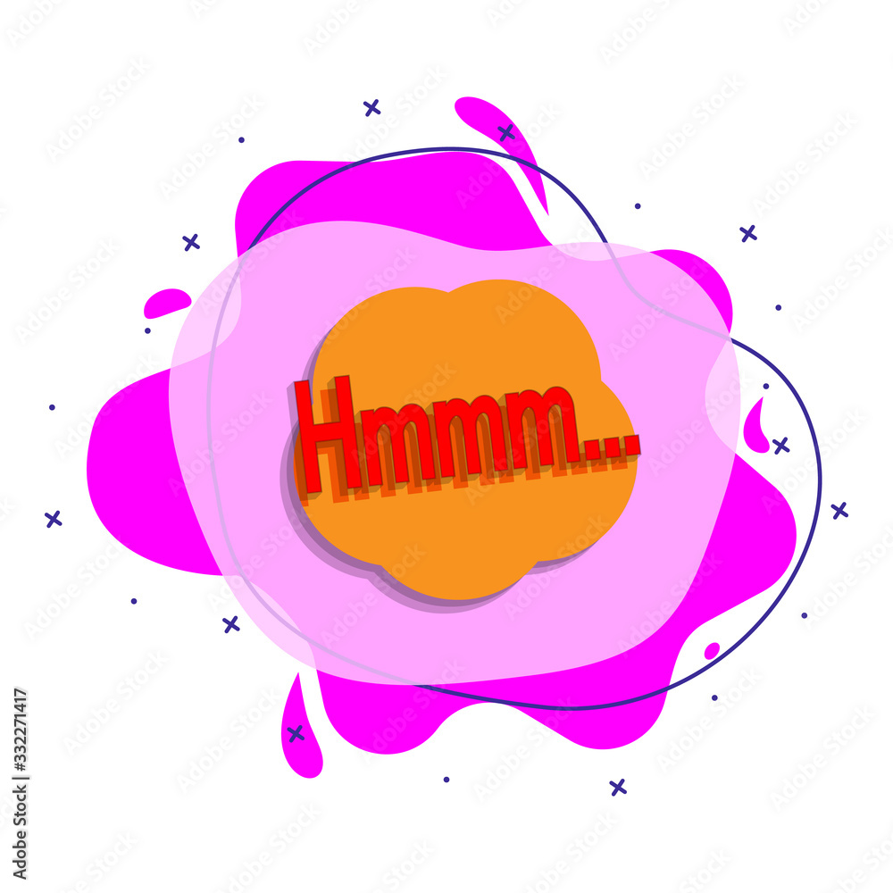 Poster comic speech bubble with expression text hmmm ... liquid bacdge icon. simple color vector of people 
