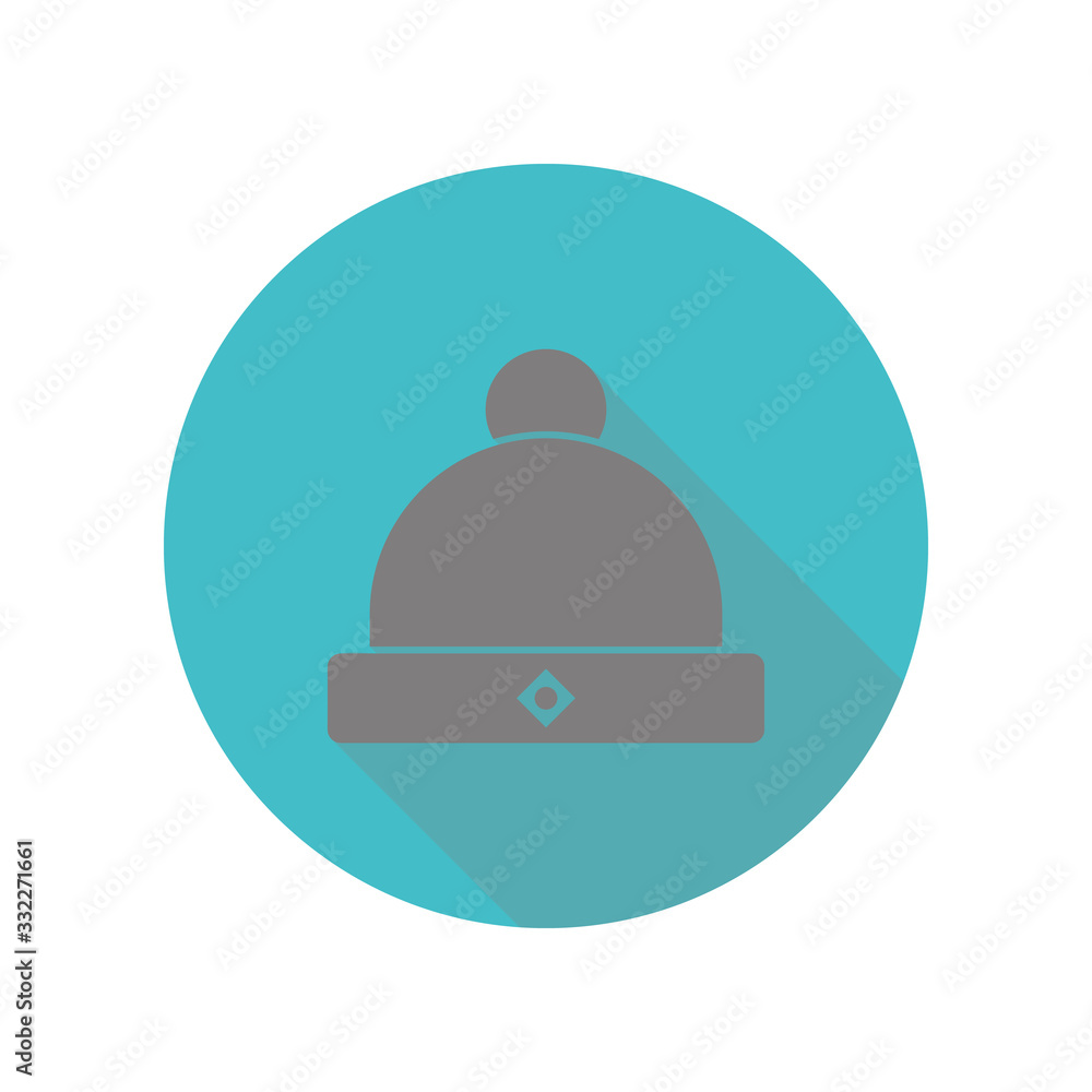Poster winter hat long shadow icon. simple glyph, flat vector of web icons for ui and ux, website or mobile