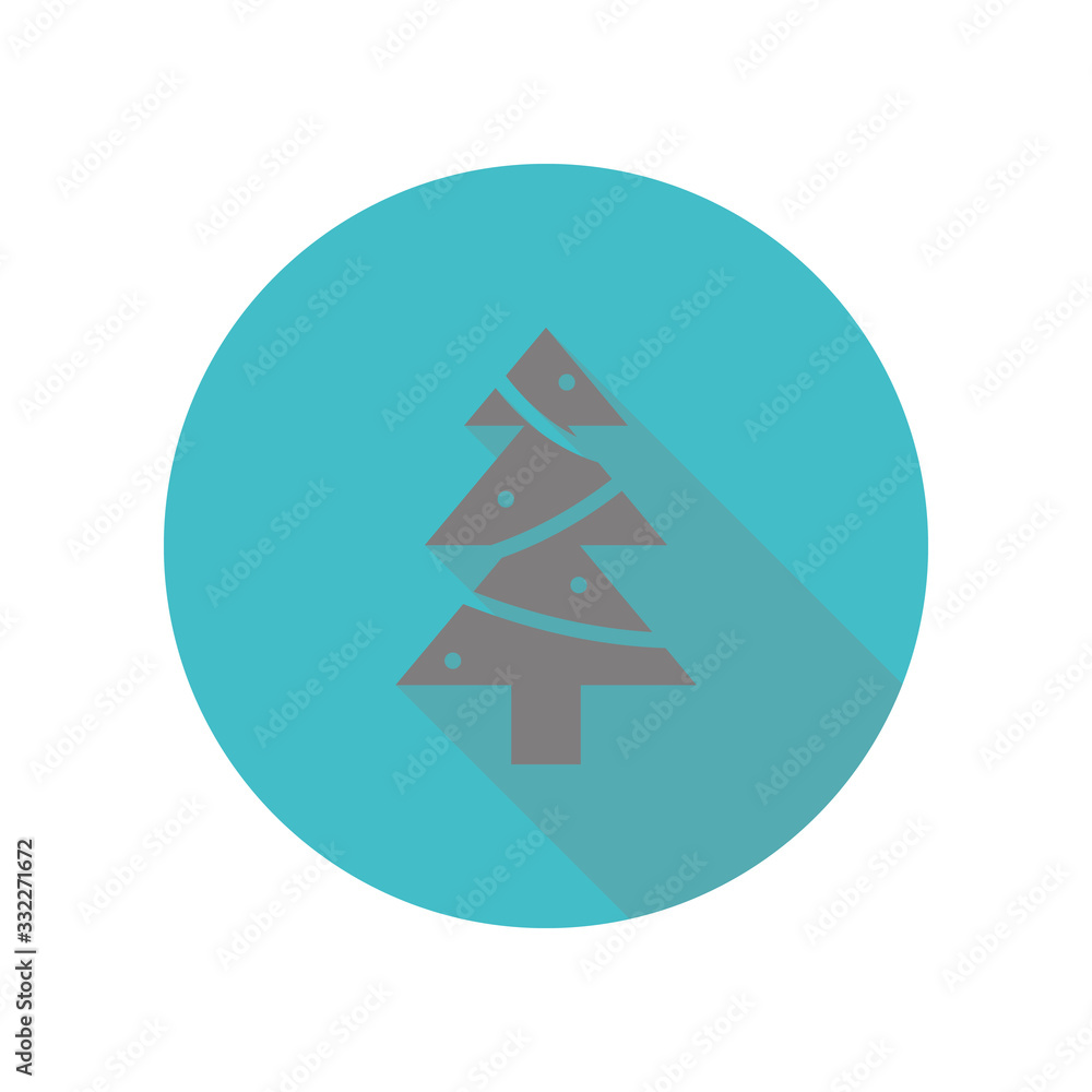 Poster christmas pine tree long shadow icon. simple glyph, flat vector of web icons for ui and ux, website 
