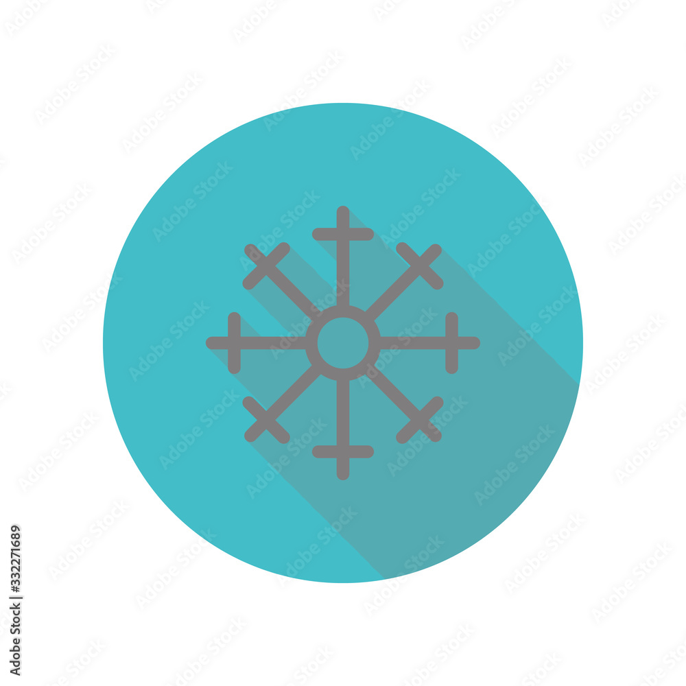 Poster snowflake long shadow icon. simple glyph, flat vector of web icons for ui and ux, website or mobile 