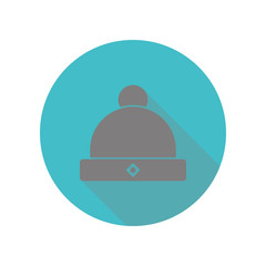 Fototapeta na wymiar Winter hat long shadow icon. Simple glyph, flat vector of web icons for ui and ux, website or mobile application