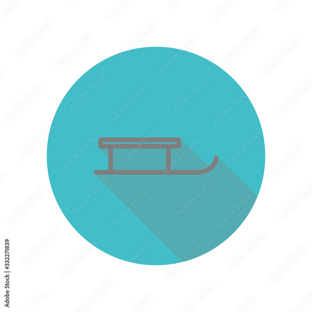 Poster sledge long shadow icon. simple glyph, flat vector of web icons for ui and ux, website or mobile app