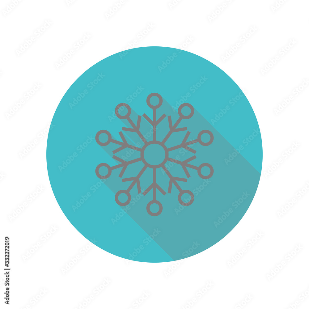 Poster snowflake long shadow icon. simple glyph, flat vector of web icons for ui and ux, website or mobile 