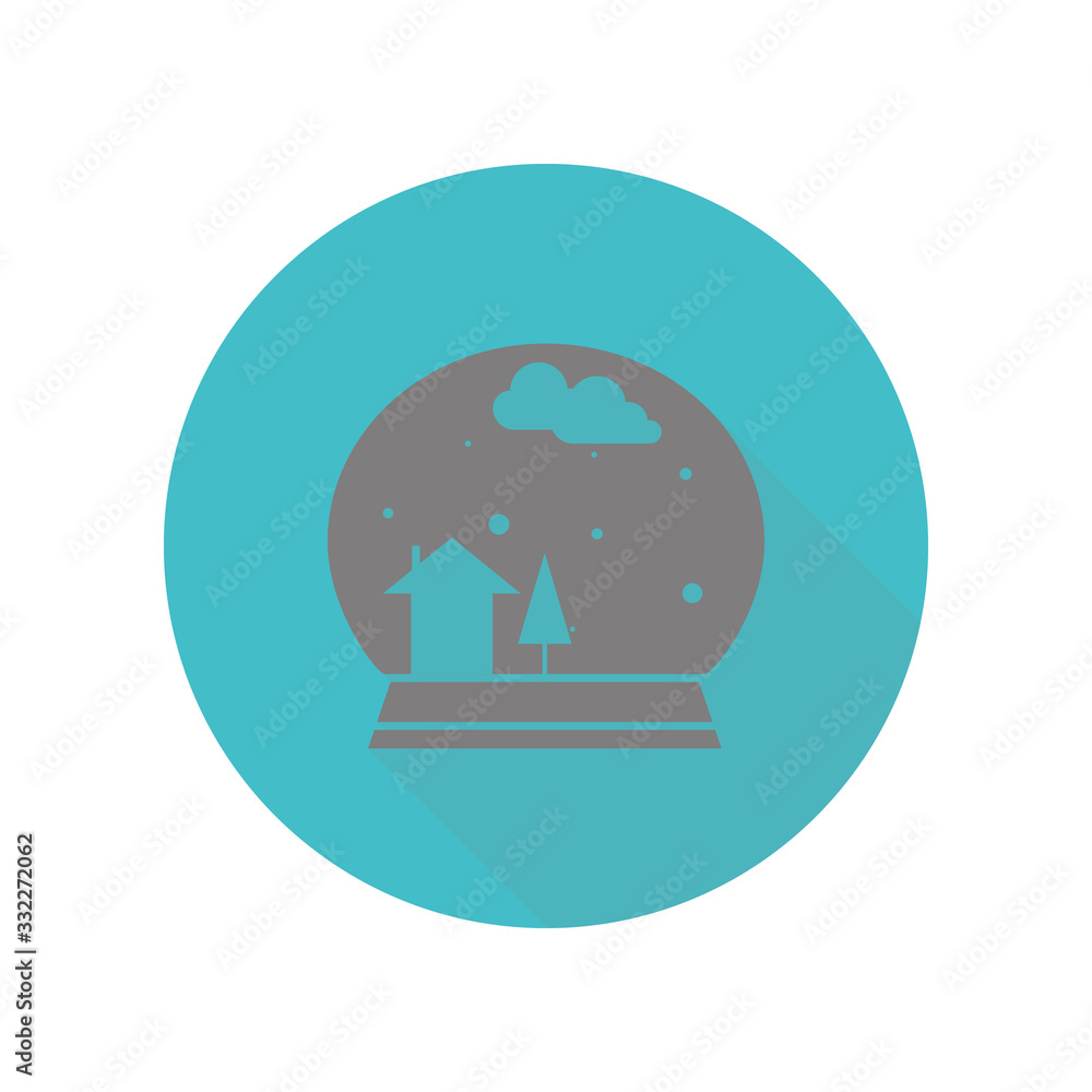 Poster snow ball long shadow icon. simple glyph, flat vector of web icons for ui and ux, website or mobile 