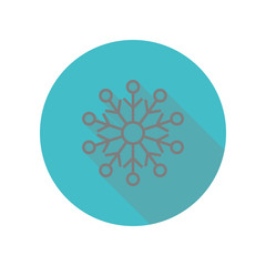 Snowflake long shadow icon. Simple glyph, flat vector of web icons for ui and ux, website or mobile application