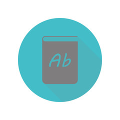 Vector book long shadow icon. Simple glyph, flat vector of web icons for ui and ux, website or mobile application