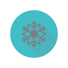 Snowflake long shadow icon. Simple glyph, flat vector of web icons for ui and ux, website or mobile application
