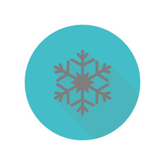 Snowflake long shadow icon. Simple glyph, flat vector of web icons for ui and ux, website or mobile application
